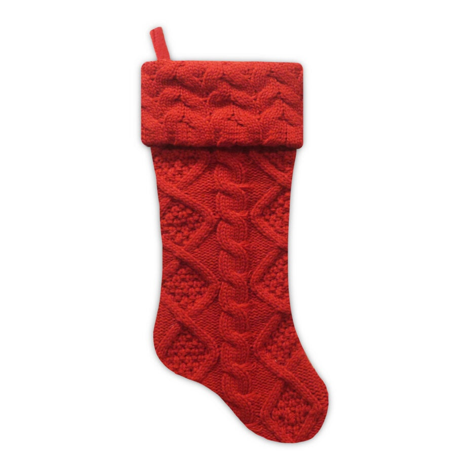 Red Cable Knit Stocking Glendas Christmas Cottage