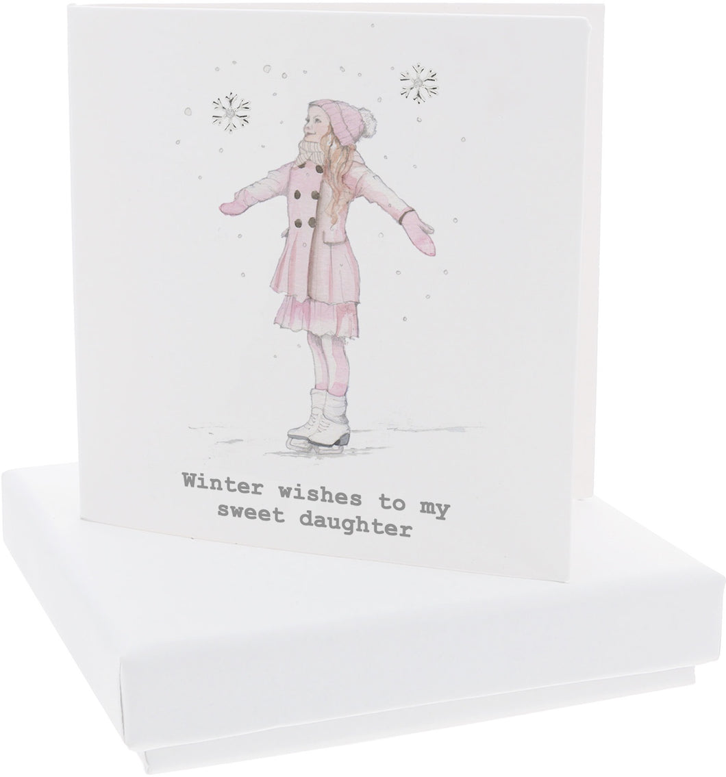 Sweet Daughter Snowflake Stud Earrings & Gift Card