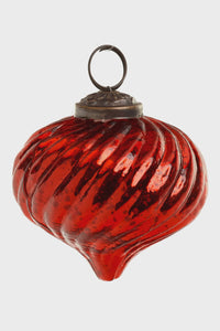 Red Spiral Glass Onion Ornament