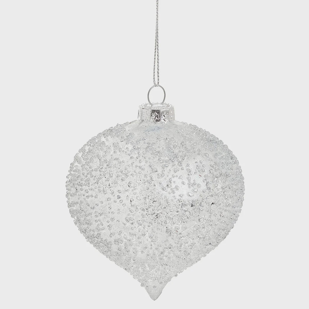 Icy White Glass Ball Ornament