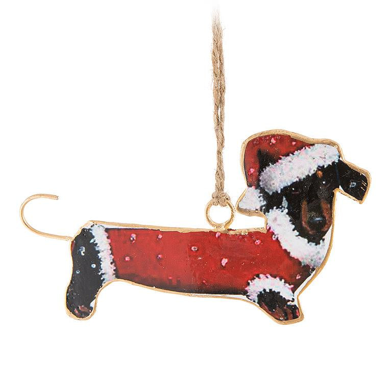 Festive Daschund Ornament