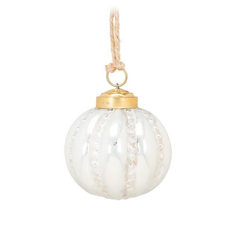 Small White Glass Ball Ornament