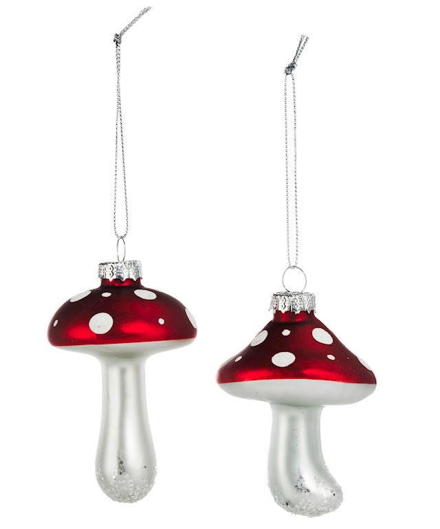 Red & White Glass Polka Dot Mushroom Ornament