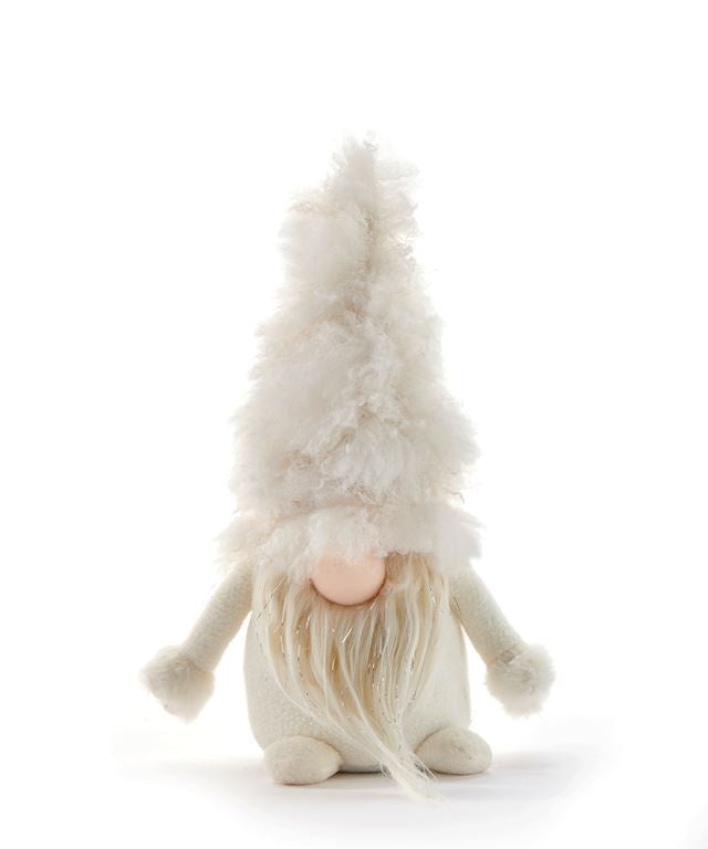 Fluffy Plush White Holiday Gnome