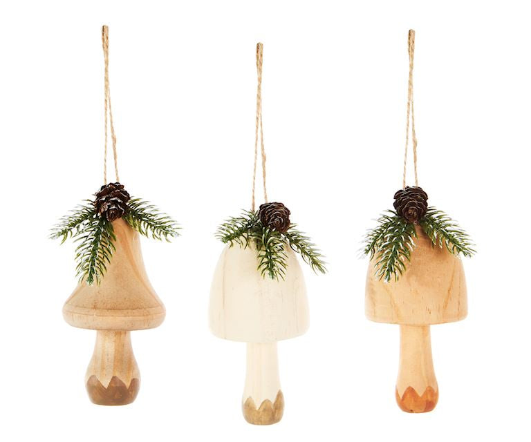 Wooden Mushroom Ornament