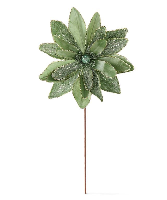 Glistening Green Poinsettia Pick