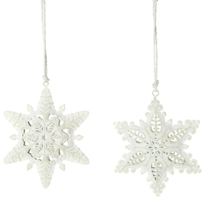 Soft White & Green Snowflake Ornament