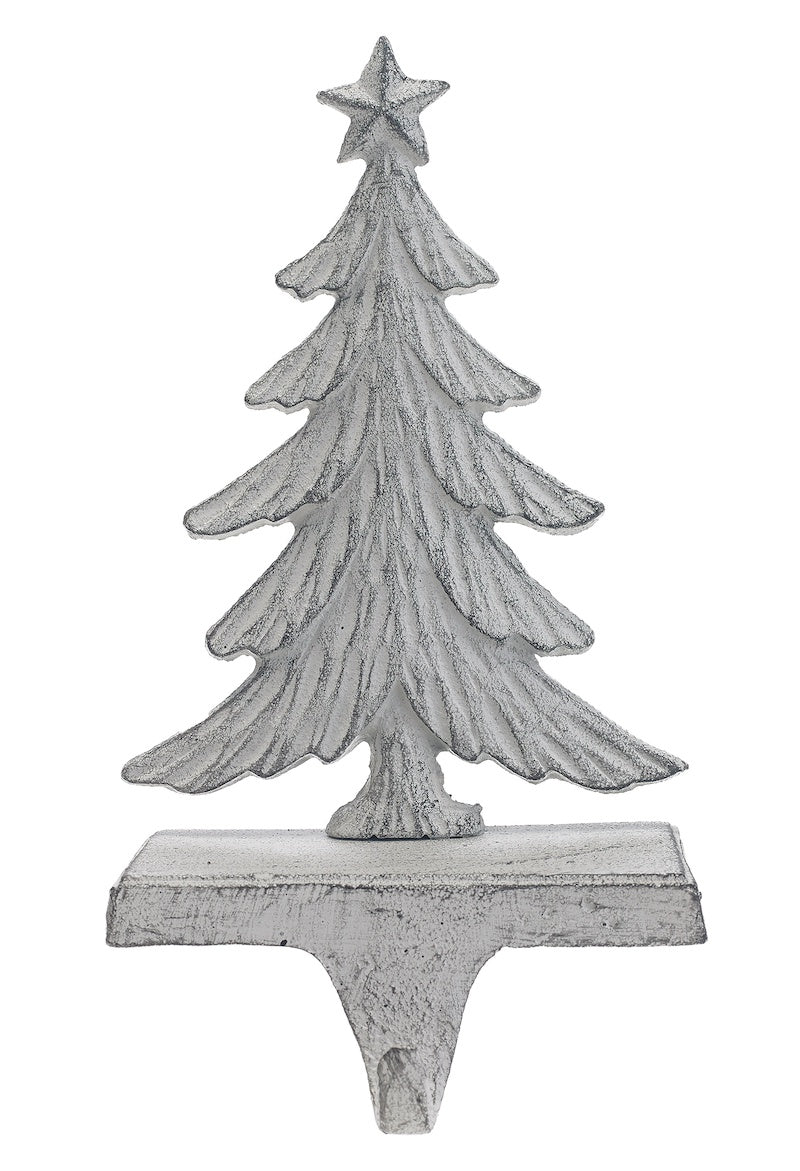 Detailed White Cast Iron Tree Stocking Holder