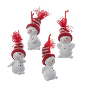 Sweet Snowman Ornament w Striped Hat