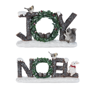 Joy or Noel Woodland Sign