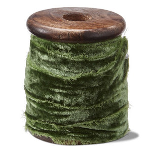 Green Velvet Ribbon On Spool