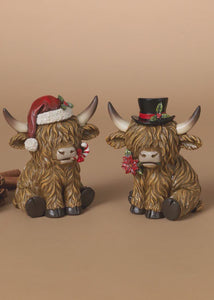 Christmas Highland Cow Figure