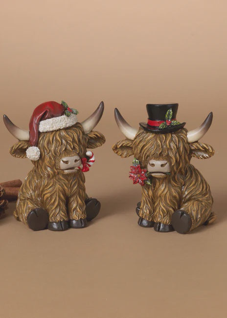 Christmas Highland Cow Figure