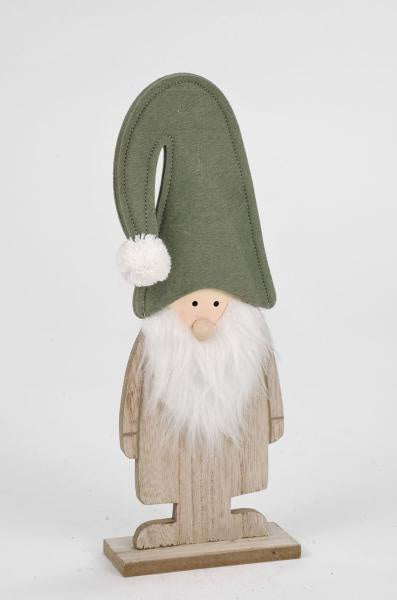 Natural Wood Gnome W Green Hat