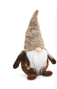 Brown Plaid Plush Gnome