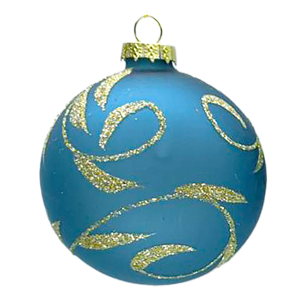 Blue & Gold Glass Ball Ornament