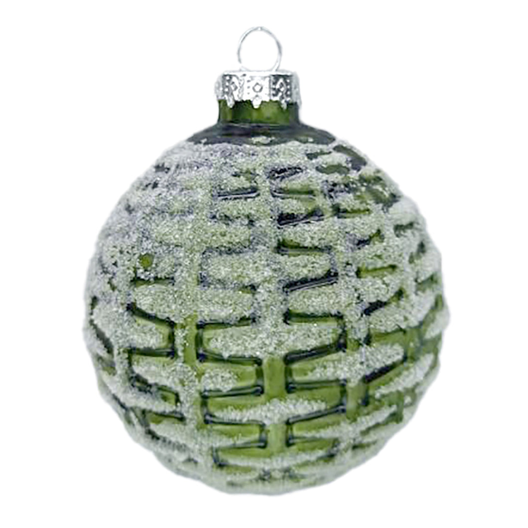 Woven Green Glass Ball Ornament