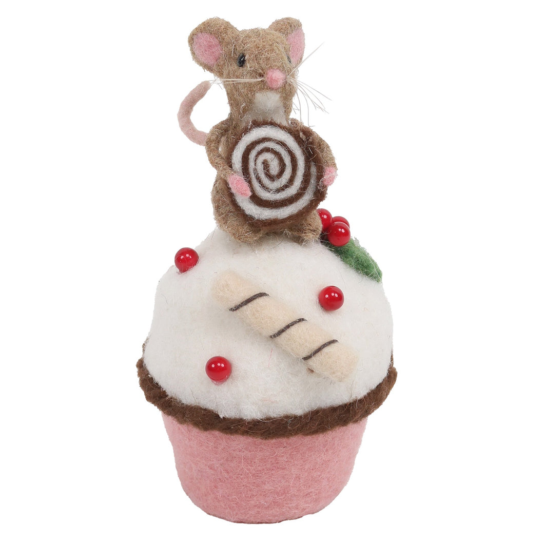 Felt Mouse On A Cupcake