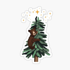 Bear In A Christmas Tree Sticker