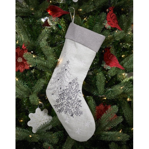 Silver Christmas Tree Stocking