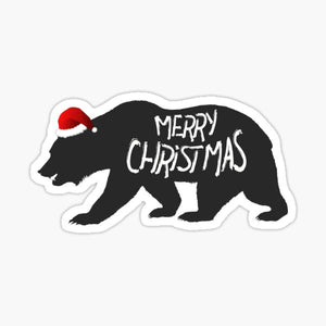 Bear Santa Hat Sticker