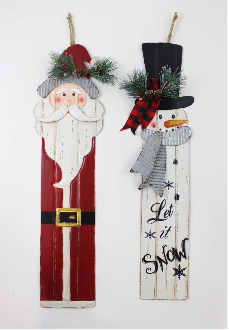 Snowman or Santa Metal Wall Art