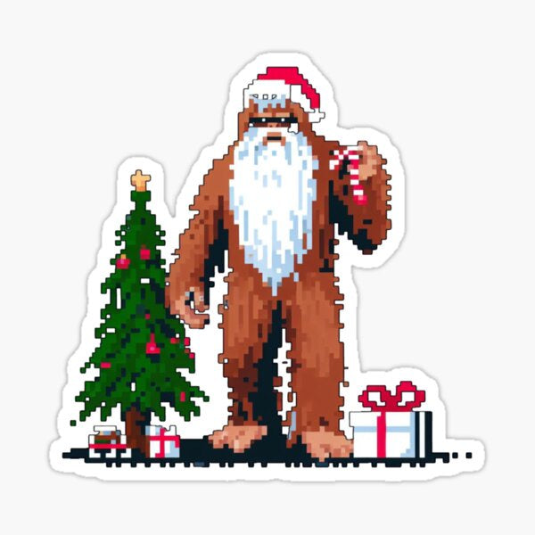 Sasquatch Santa Sticker