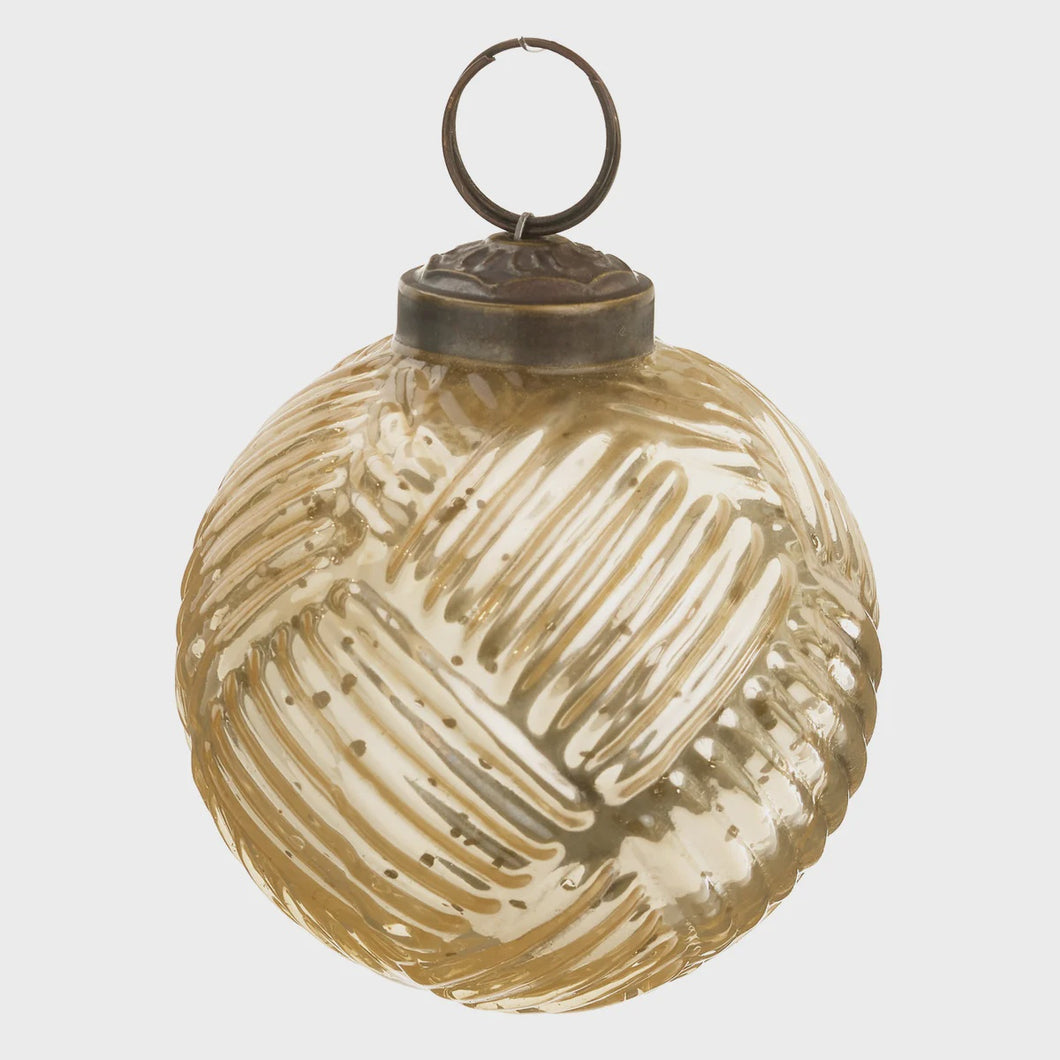 Gold Mercury Glass Ball Ornament