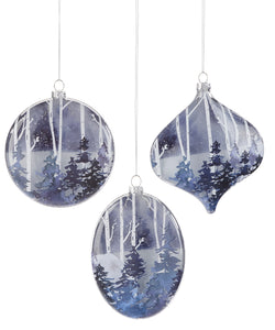 Blue Forest Glass Disc Ornament