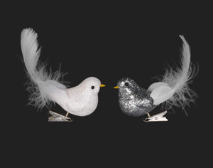 White or Silver Glitter Bird Clip