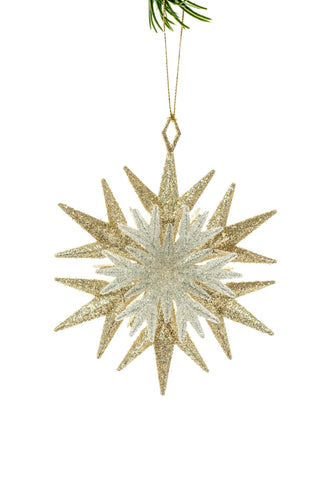 Kraft & Glitter Gem Starburst Tree Topper - Gold