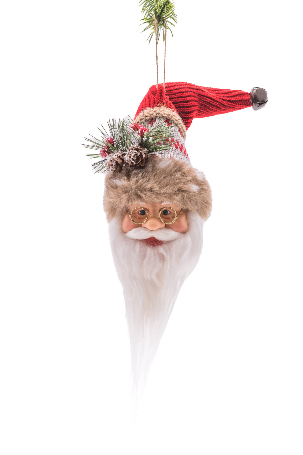 Red Corduroy Santa Head Ornament