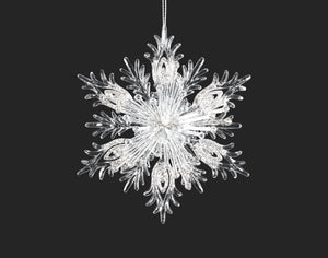 Stylized Clear & Silver Snowflake Ornament