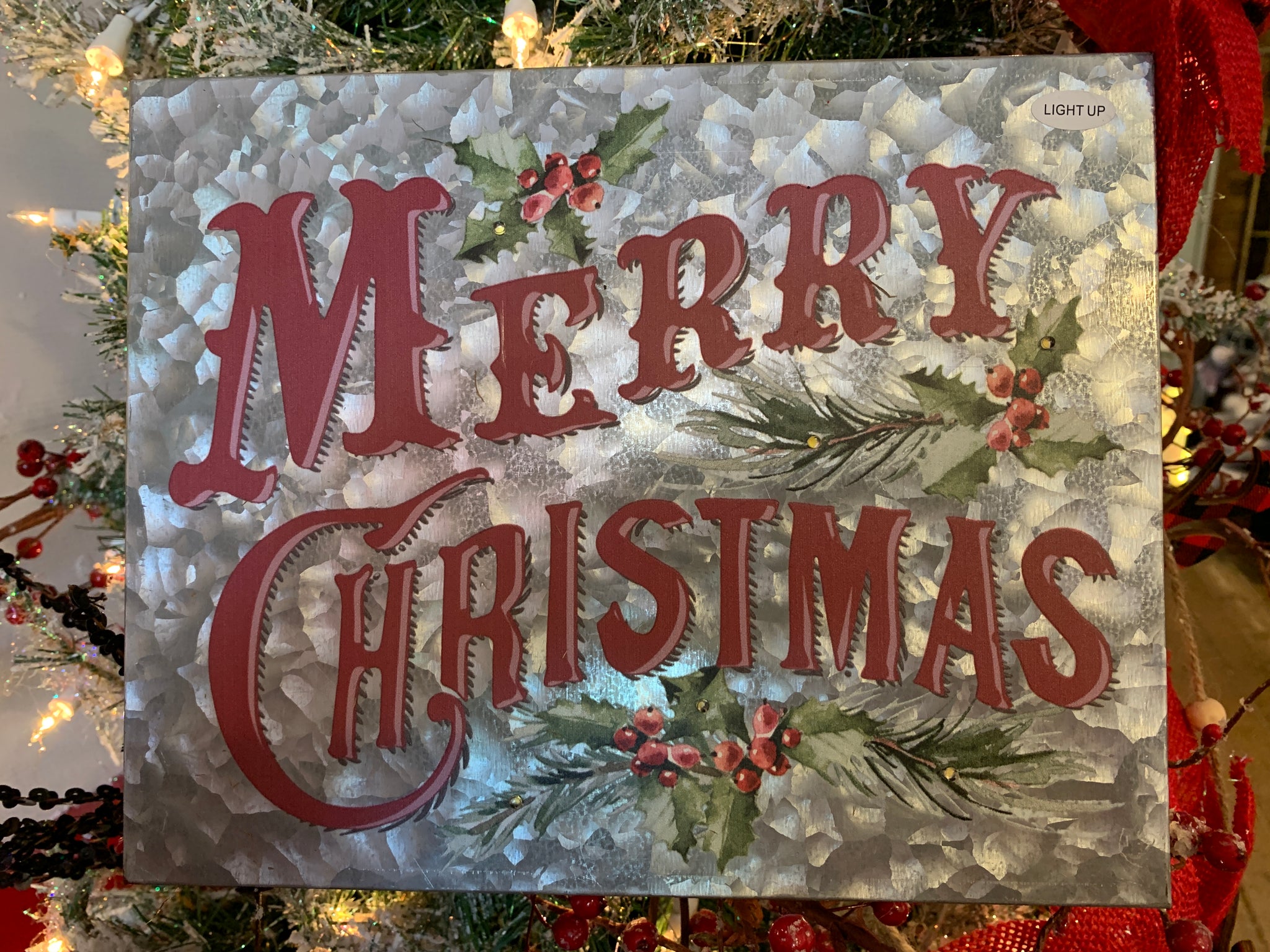 Merry Christmas Metal Hanging Sign - Maitys 15 x 10.8 x 0.05 Inches