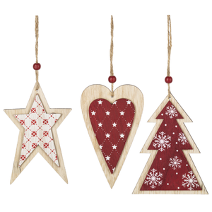 Red & White Wood Ornament