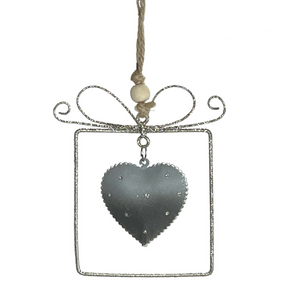 Grey & Silver Metal Gift Box Ornament