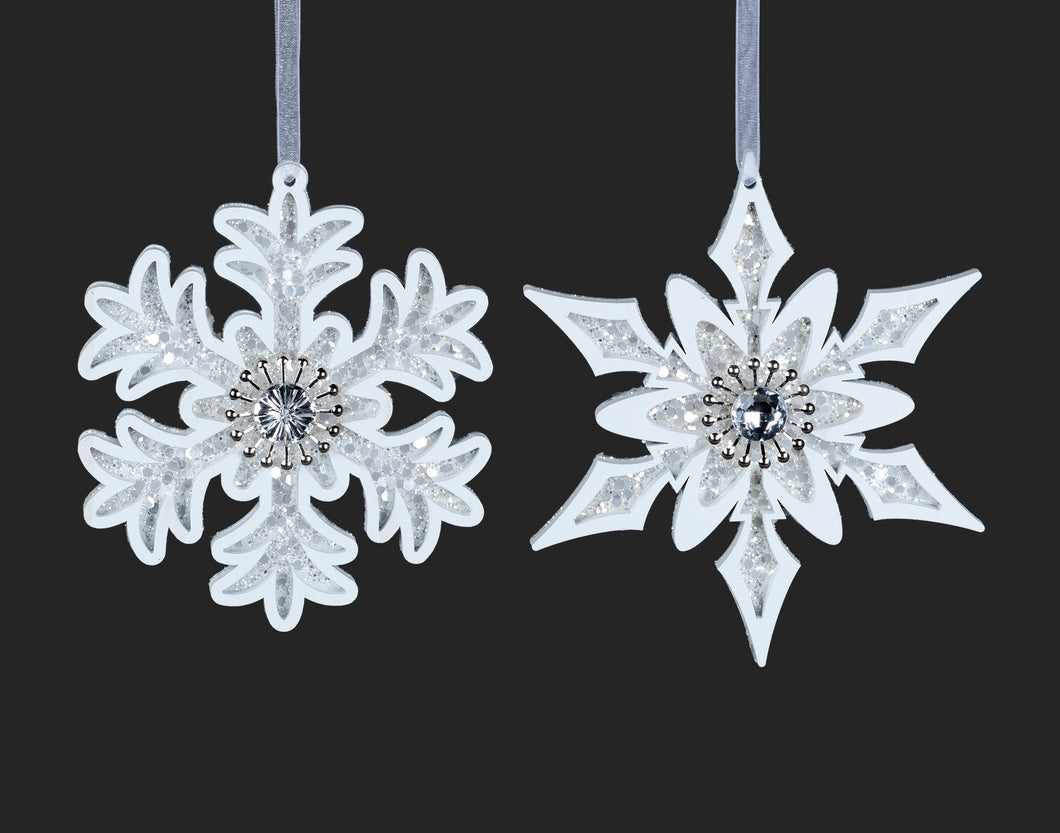 White & Silver Snowflake Ornament