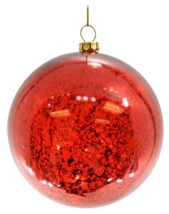 Mercury Glass Look Red Ball Ornament