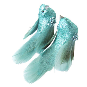 Teal Sequin Bird Clip