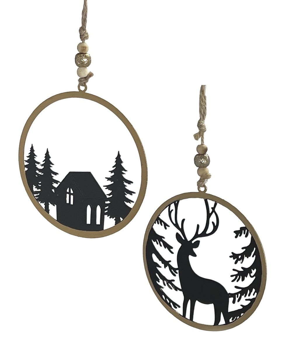 Gold & Black Circle Scene Ornament